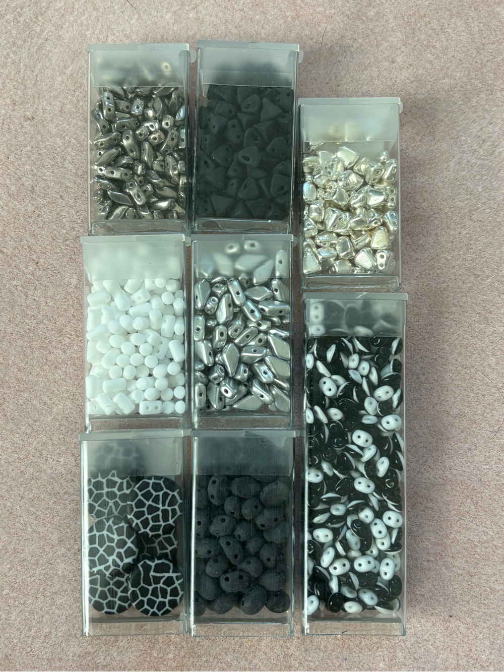 "Black Mamba" Double 2-Hole Bead of the Month Club Lot of 8 tube beads